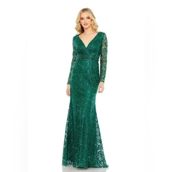 emerald green dress size 22 MARIA.B Luxury Chiffon Wedding Formals – MPC-23-108 Emerald Green –  YourLibaas UAE main image 1